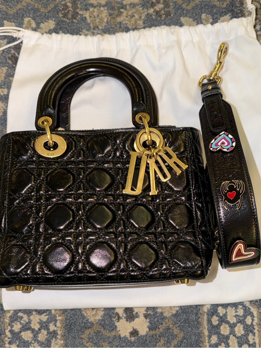 DIOR LIMITED EDITION Cannage Quilted small Tote with Gold Hardware